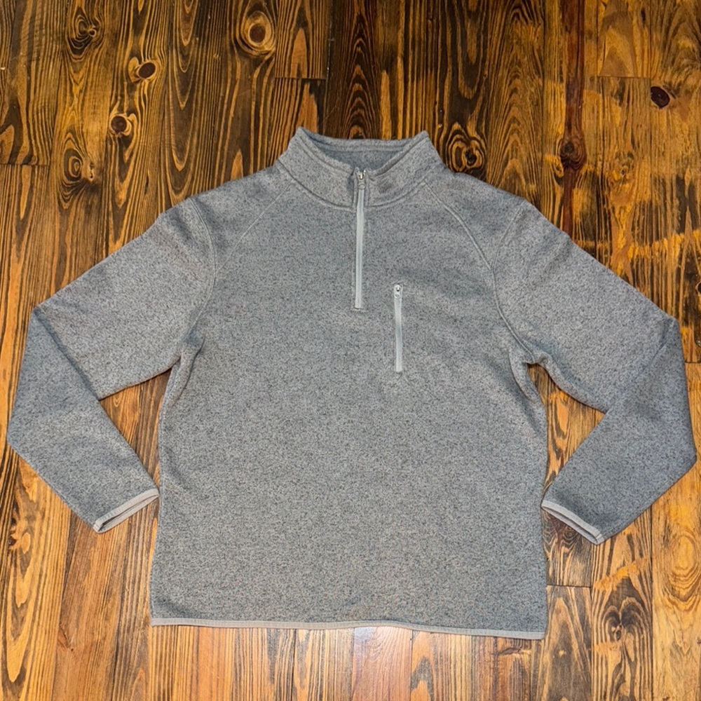 Royal Class Heather Gray Quarter Zip Up Fleece Lined Sweater